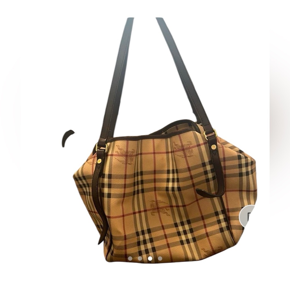 Authentic Burberry Haymarket Check Canterbury Leather Tote Bag